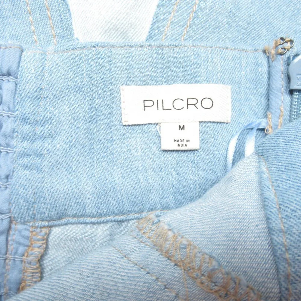 Anthropologie Pilcro Strapless Seamed Denim Mini Dress Light Blue Medium - Picture 9 of 10